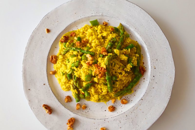 Asparagus, Saffron & Walnut Risotto